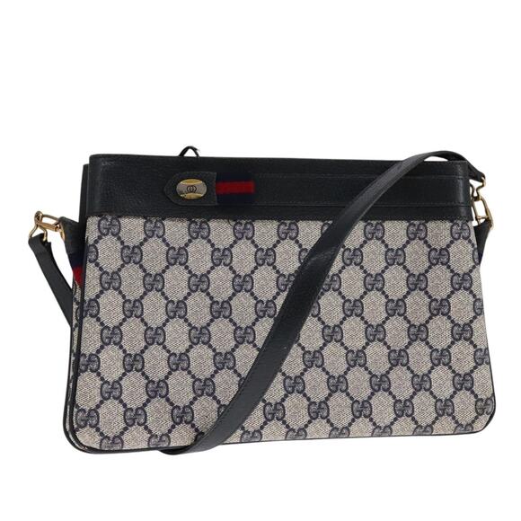 GUCCI GG Supreme Sherry Line Shoulder Bag Pvc Red Navy - Picture 1 of 16
